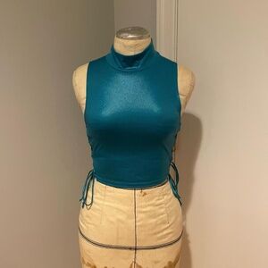 Forever 21 Sequin Blue Crop Top Size Small